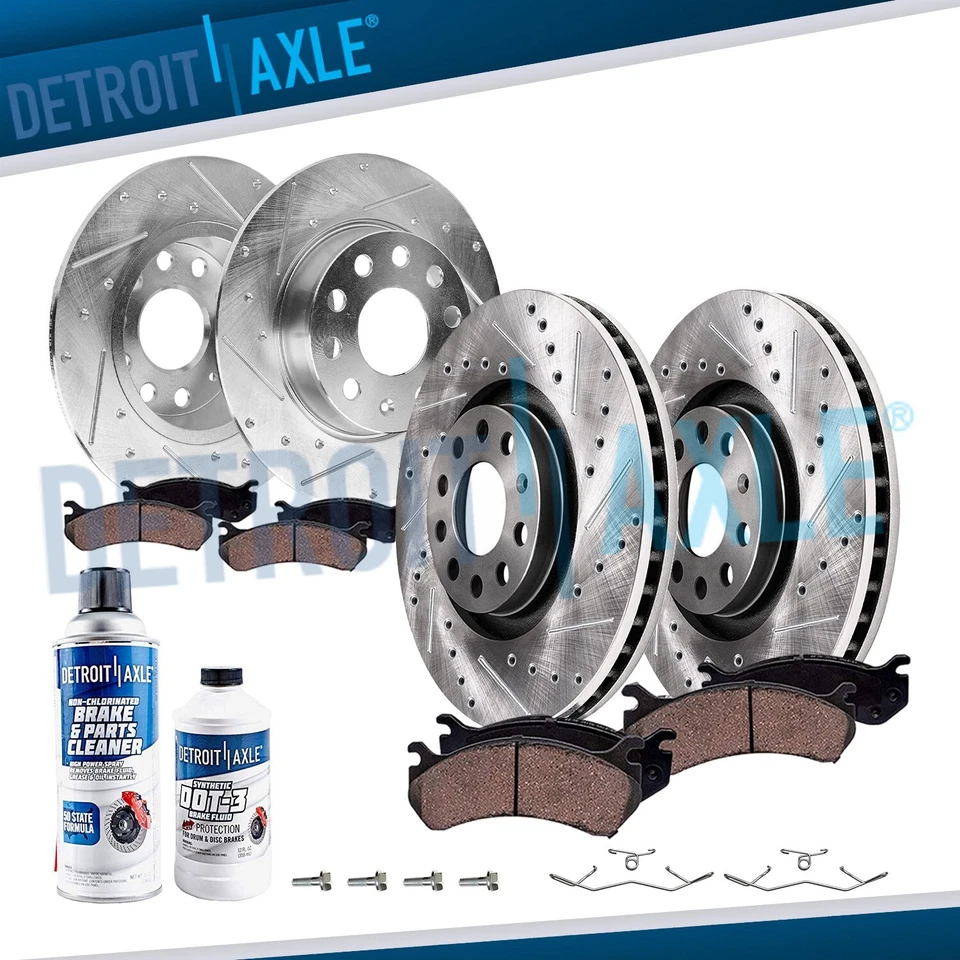 Rotores de freno de disco perforados delanteros traseros pastillas de freno para Volkswagen Jetta 2019 2020 Foto 1 de 4