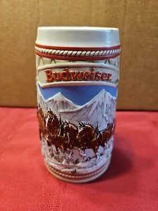 Vintage 1985 Budweiser Clydesdales 'A' Series Holiday Beer Stein Ceramarte - Picture 1 of 6