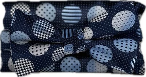 Pajarita Stacy Adams para hombre pañuelo azul marino plata azul real lunares 2,5" de ancho - Imagen 1 de 6