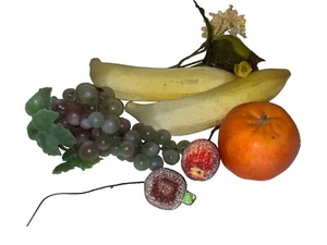 Lote mixto de frutas artificial falso plátano uvas pera naranja exhibición de decoración - Imagen 1 de 7
