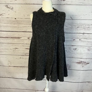 Free People Sweater Medium Stand And Deliver Wool Alpaca Grey Swing Vest Cape - Picture 1 of 8
