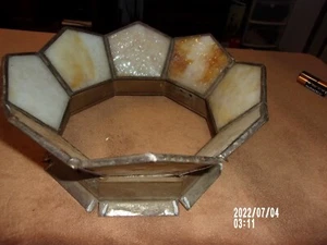 Vintage Lamp Crown Lamp part, Carmel swirl Slag Glass 8 panels - Picture 1 of 9