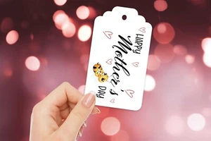 10 x glossy Mothers Day Mother's Gift tags Favour tag with Ribbon option 125 - Picture 1 of 2