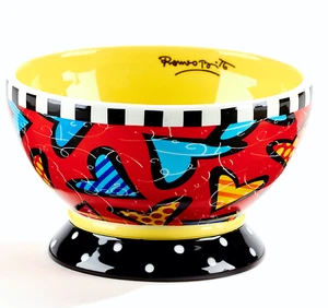 Tazón de helado de cerámica Romero Britto: corazones ** NUEVO ** - Imagen 1 de 2