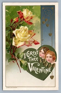 ANTIGUA POSTAL DE JOHN WINSCH EN RELIEVE DE 1910 SALUDO A SAN VALENTÍN - Imagen 1 de 2