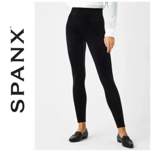 Spanx Leggings schwarz Samt hoch geschnitten Größe L - Bild 1 von 8