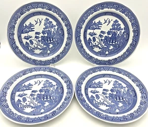 Spode England Willow Blue Room Collection Plates Scalloped Edges 10.25” Set Of 4 - Picture 1 of 12