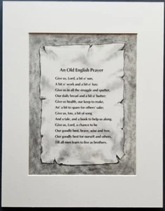 An Old English Prayer Mounted and Matted to 11" x 14" Ready-to-frame - Picture 1 of 2
