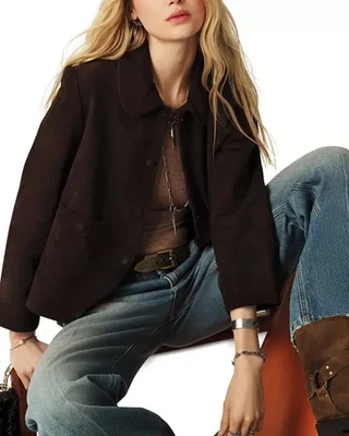 Brown Suede Leather Shirt Jacket for Women Size XS S M L XL XXL 3XL Custom Made - Image 1 of 4