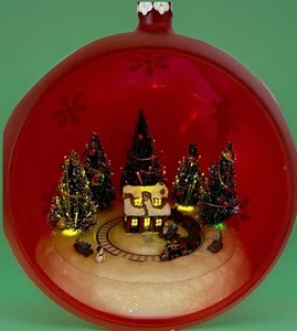 2007 Mr. Christmas Lights Bewegung Musik Regal Display hängend rot Ornament mit Box - Bild 1 von 24