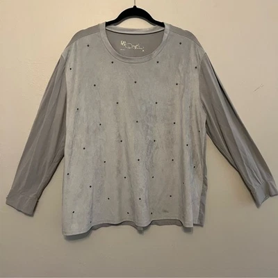 DG2 Grunge Goth Slouchy Oversized Retro Studded Faux Suede Blouse Top XL - Image 1 of 4