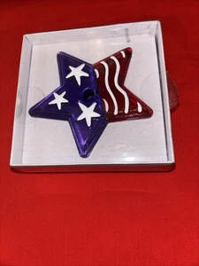 Vidrio Fusión POP INS Silvestri Por Demdaco Flag Star 4 de Julio EE. UU. Lori Siebert - Imagen 1 de 3