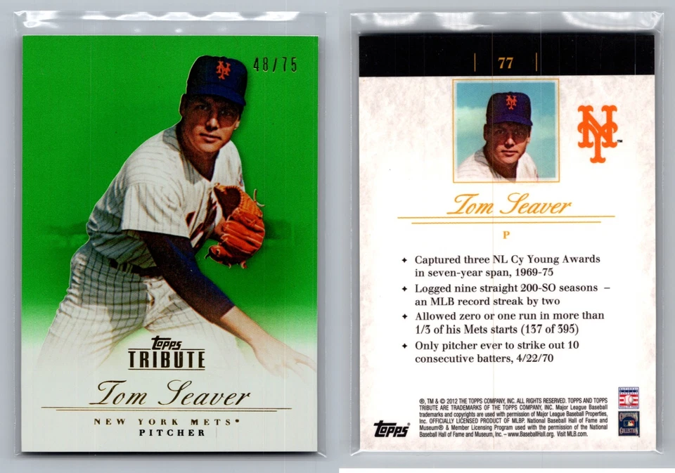 Tom Seaver 2012 Topps Tribute Green #48/75 - New York Mets Cincinnati Reds HOF - Image 1 of 1