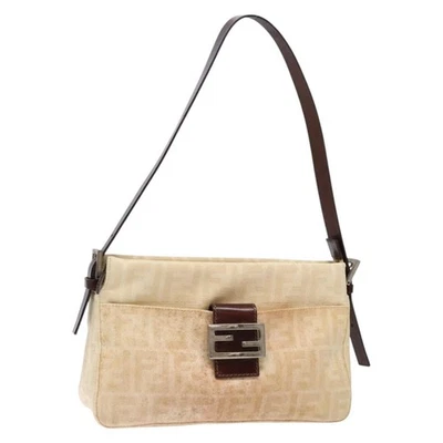 Auténtico bolso de hombro FENDI Zucca lona mamma baguette beige plata ep10694 Foto 1 de 4