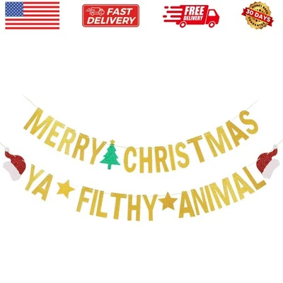 Bandera dorada Feliz Navidad Ya animal sucio, animal sucio fiesta de Navidad B... Foto 1 de 4