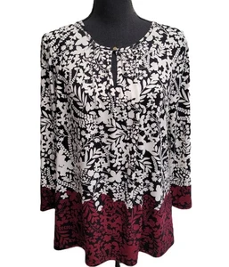 Top de Carrera Liz Claiborne (L) Multicolor Floral Reunido-Cuello Frontal-Corte - Imagen 1 de 5