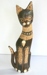 Statue De Chats De Collection Chat En Bois Ebay