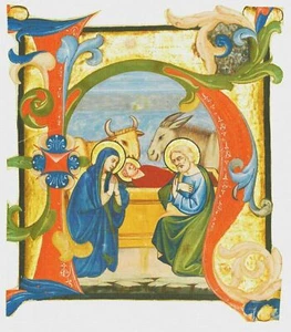 Illuminated Manuscript Nativity Book of Hours Counted Cross Stitch Chart Pattern - Picture 1 of 4