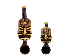 Máscara Lono Tiki Hecha a Mano Tabaco Fumar Mini Pipas Pequeñas 2 Piezas Playa Juego de Regalo - Imagen 1 de 3