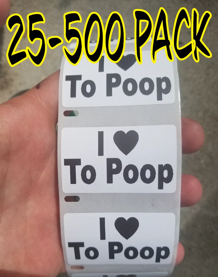 HANDMADE I LOVE TO POOP Stickers 25-1000 Pack gag sticker gag prank label joke decal