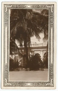 Real Photo RPPC Postcard with Hawaiin Type Palm Trees and Mansion House - Picture 1 of 2