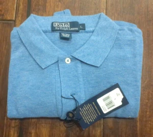 POLO RALPH LAUREN BLUE SHORT SLEEVE 2 BUTTON POLO SHIRT SIZE LARGE - Picture 1 of 7