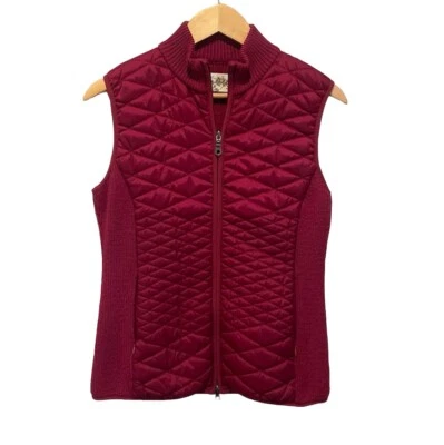 Chaleco Aventura Mediano Puffer Acolchado Lana Cremallera Mujeres Rosa Granate Lana Suéter Espalda Foto 1 de 4