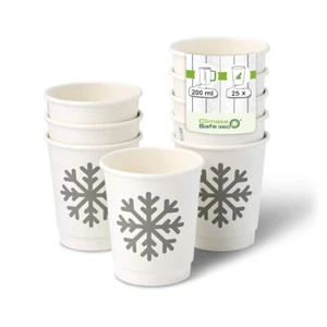 Doppelwandige Winter Pappbecher 200ml, Schneeflocke, Heiß/Kaltgetränke, 25 St. - Bild 1 von 9