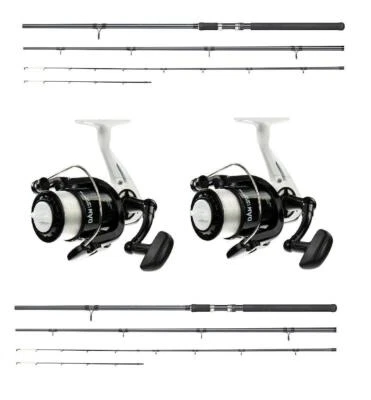 DAM & SHIMANO 2x Feedercombo Angelset DAM Camaro Feeder Angelrute 3,60m / bis 90g + Rollen