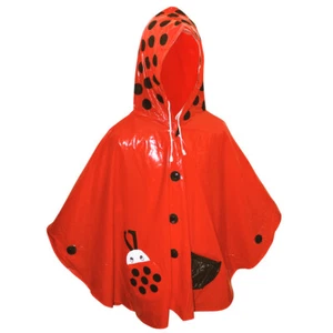Kids Rainponcho attached hood with drawstring shining PVC waterproof reusable - Picture 1 of 5