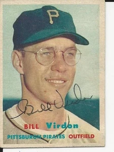 Autogrammkarte 1957 Topps Baseball #110 Bill Virdon Pittsburgh Pirates - Bild 1 von 1