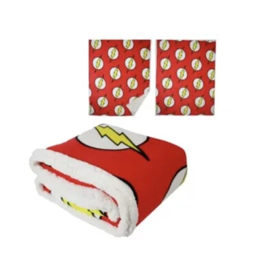 Flash DC Comics Flash Symbol All Over Thick Micro Sherpa Throw Blanket NEW - Image 1 of 3