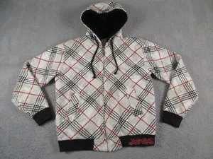 Lost Enterprises Hoodie Mens Medium White AOP Fur Lined Skater Vintage Y2K - Picture 1 of 12