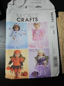 McCalls 18" Doll Clothes Seasonal Fairy Costumes M4741 Sewing Pattern Uncut - Picture 1 of 4