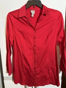 Chico’s Red Button-up Shirt Chico’s Size 1 (US 8/M) - Picture 1 of 1