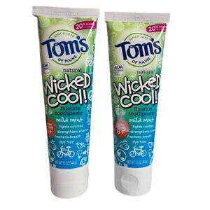 Tom’s Of Maine Natural Wicked Cool Children’s Mild Mint Toothpaste LOT OF 2