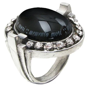 MORI NOIR RING Alchemy Gothic - Clear Swarovski and Black Cabochon - Picture 1 of 6