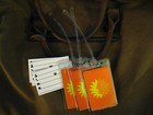 National Airlines Luggage Tags - Vintage NAL Orange Yellow Sun Logo Tag Set (3)