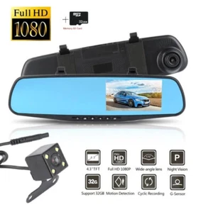 4.3" 1080P FHD Dash Cam Delantero y Trasero Car DVR Espejo Cámara Dual Lente - Imagen 1 de 12