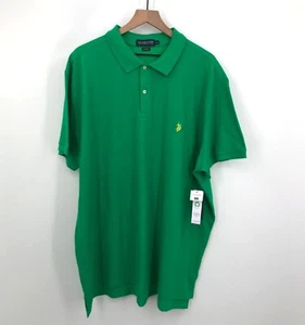 US Polo Assn Performance Pique Polo Shirt Mens 3XL Green Short Sleeve Preppy - Picture 1 of 11