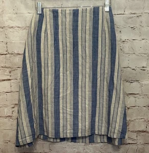 Torrid Womens 3X Pull On Skirt Blue Beige Stripe Casual Linen Blend Lined NEW - Picture 1 of 4