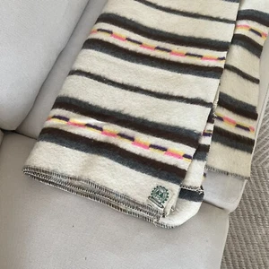 Vintage Huancatex Wool Blanket Peru Inca Mayan Llama Brown Couch Throw 74x62" - Picture 1 of 8