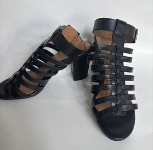 Vionic Sami strappy gladiator ankle strap leather sandals Sz 8 black comfort - Picture 1 of 5