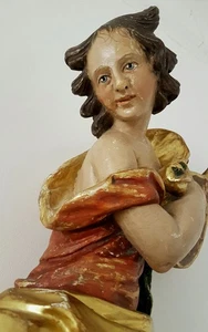 Großer Engel Putto Skulptur Holz geschnitzt farbig gefasst um 1900 71 cm 360euro - Bild 1 von 8