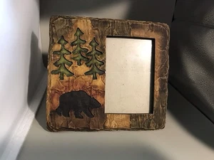 Bear Picture Frame 8” X 8” Resin Wood Look - Picture 1 of 4