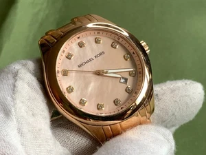 Michael Kors MK5311 Date Gold Colour Pink Face 10 Atm Women's Quartz Wrist Watch - Picture 1 of 17