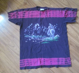 1990S 2 TONE Purple Tie-dye Native American Ragtops Shirt Size MEDIUM NICE SHAPE - Picture 1 of 4