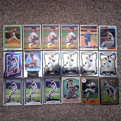 TOM SEAVER  METS/REDS/HOF  1981-2025 18  CARD LOT W/INSERT CARDS  NM - Image 1 of 2