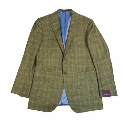 NUEVO CON ETIQUETAS $2995 SARTORIA PARTENOPEA Abrigo Deportivo Verde Azul Lana A Cuadros Seda Lino 48R Foto 1 de 4