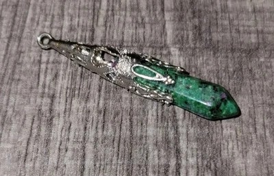 Colgante de malaquita natural de plata de ley 925  Foto 1 de 4